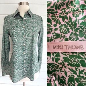 MIKI THUMB Button Down Shirt in Liberty 'Poppy Day' Print in Pink and Green - S